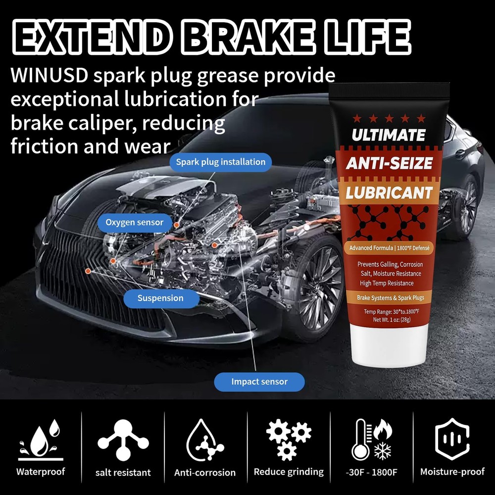 Copper Anti-Seize Thread Lubricant Spark Plug Antiseize Grease Compound 1 oz