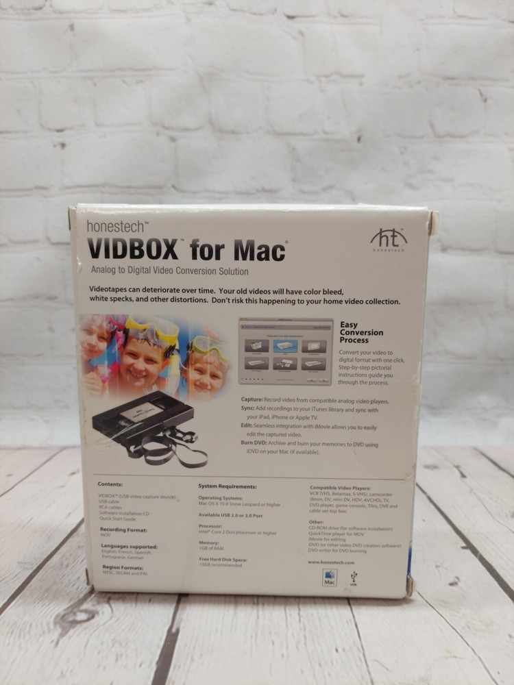 VIDBOX video conversion for Mac - composite and S-Video input Cd, Cable and Key