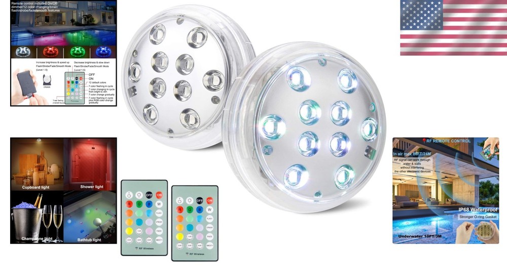 Submersible LED Pool Lights, Waterproof RGB, Remote Control