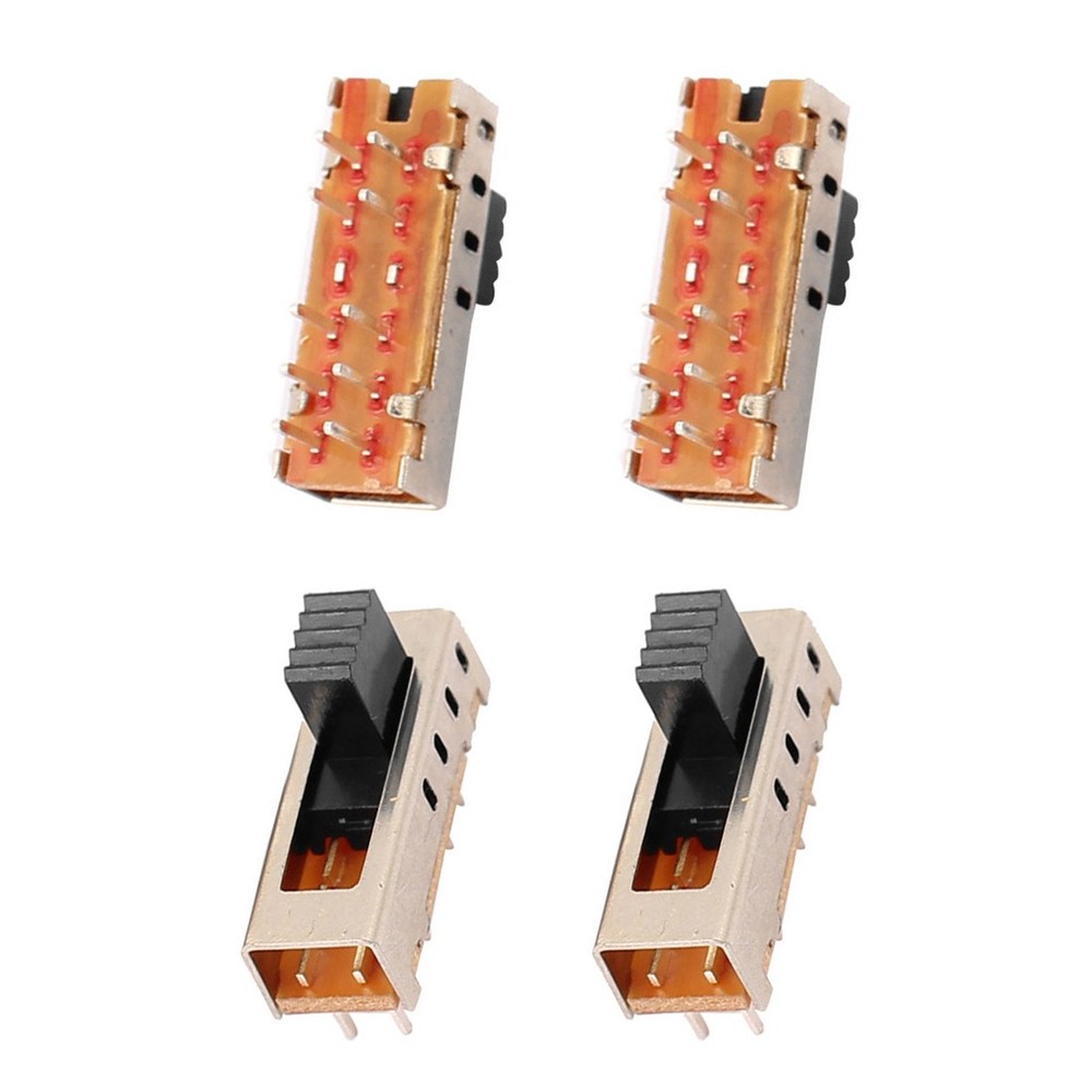 4 Position 10P 2P4T Panel Mount Micro Slide Switch Latching Power Switch, 5Pcs