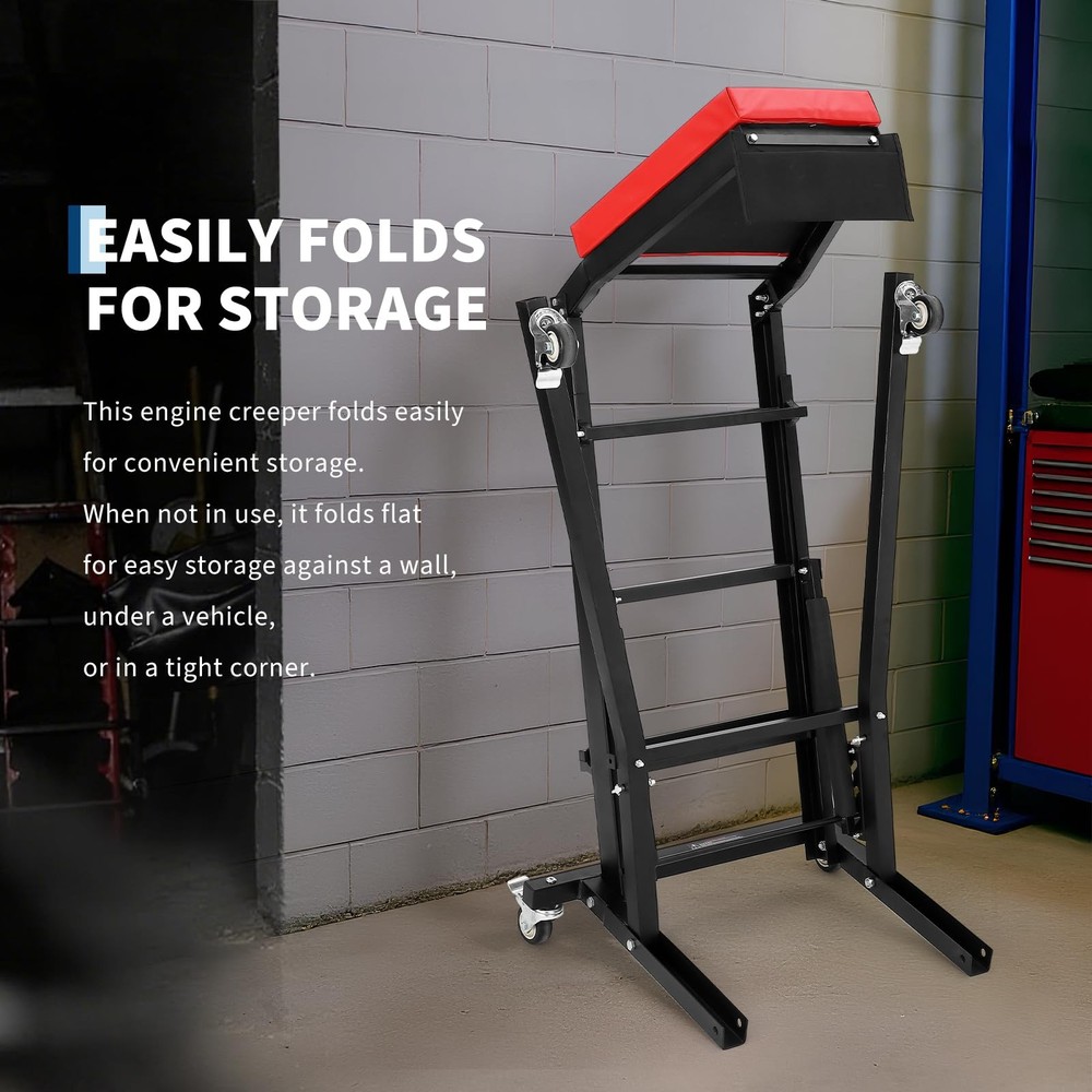400LB Adjustable Height Auto Creeper |Capacity, 6 Wheels, Foldable Frame