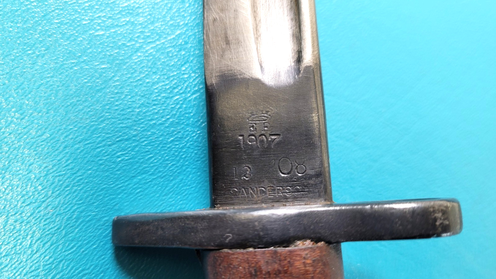 WWI Early British Pattern 1907 Rifle Bayonet Sanderson + Sheath c. 1908 TR542