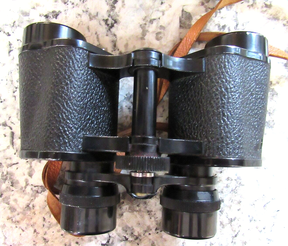 VINTAGE Vernon leather Binoculars/ Case Blk GOOD CONDITION
