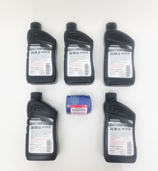 Genuine Honda / Acura 0W-20 Full Synthetic Oil Change Kit (5 Qts Oil Filter & Wa