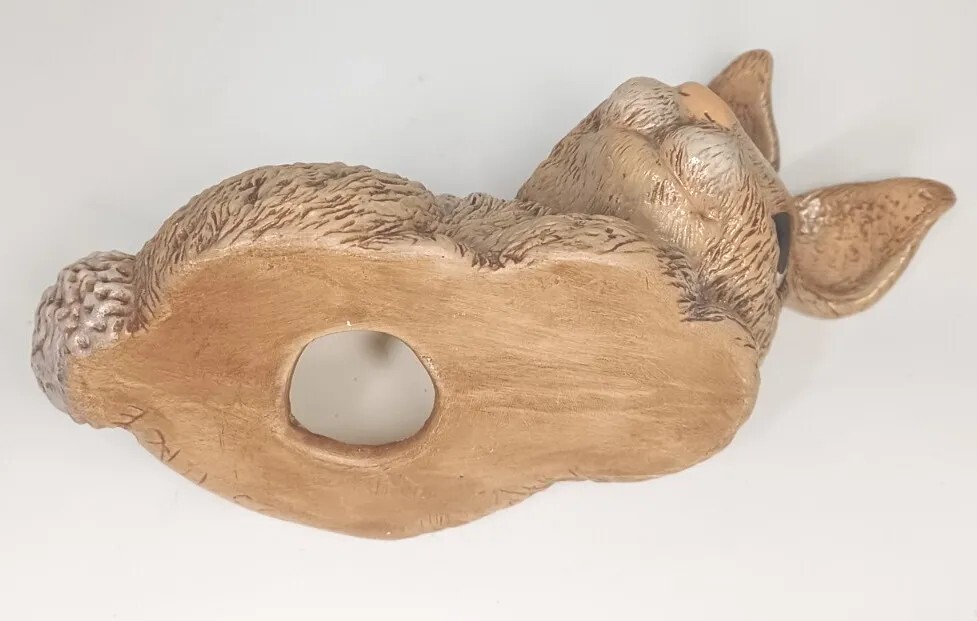 VTG Handmade Handpainted Signed Debs Place Ceramic Mold Rabbit 7.5"