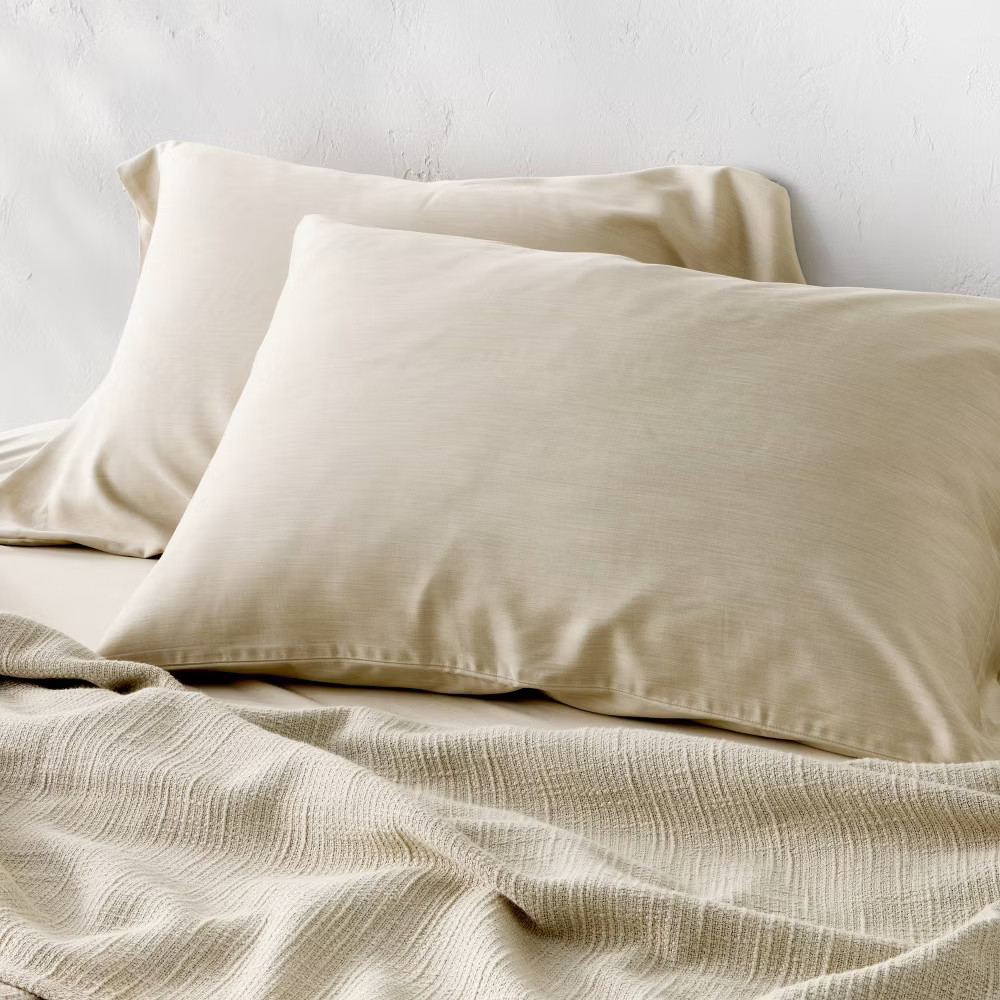 King 400 Thread Count Rayon from Bamboo Pillowcases Light Olive Green -