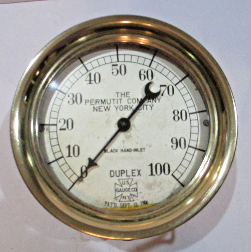VINTAGE DUPLEX STEAM PRESSURE US GAUGE Co MACHINE ENGINE TRACTOR SHIP