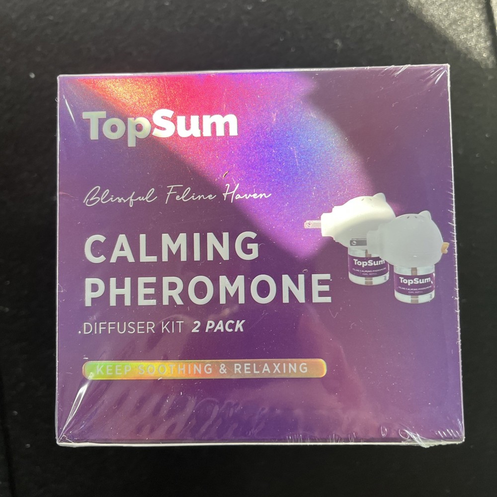 Topsum Cat Diffuser Kit Feline Calming Pheromone Kit 2 Diffusers & 2 Refills