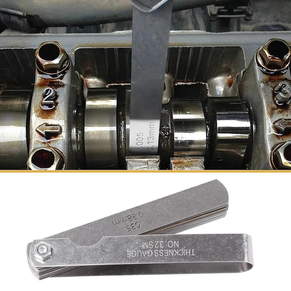 32 Blade Feeler Filler Gauge Spark Plug Gap Metric Imperial Measuring Brass Tool