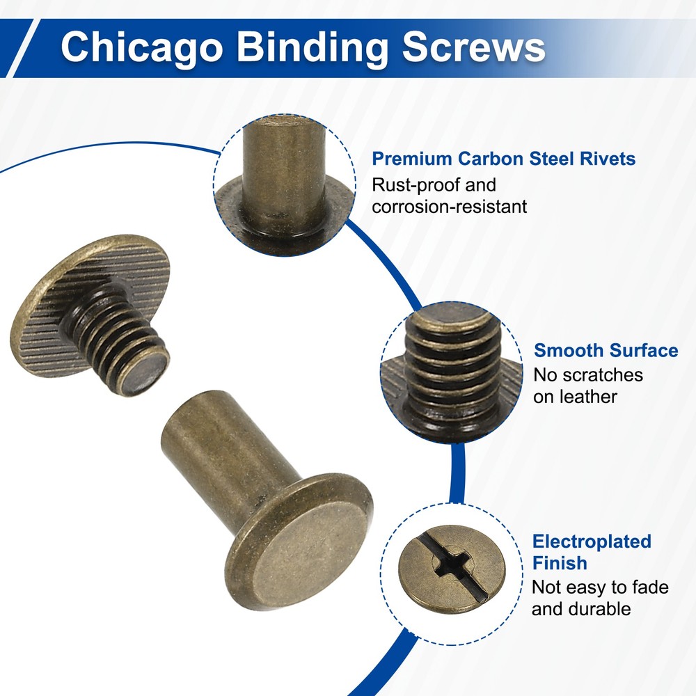 25set Phillips Chicago Screw M5x10mm Binding Post Screw, Bronze