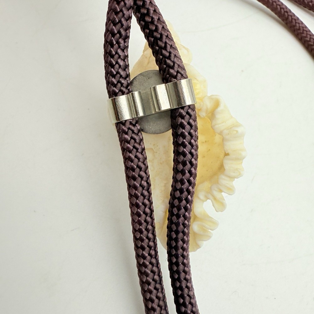 Seashell Brown Rope Bolo Tie with Silvertone Tips