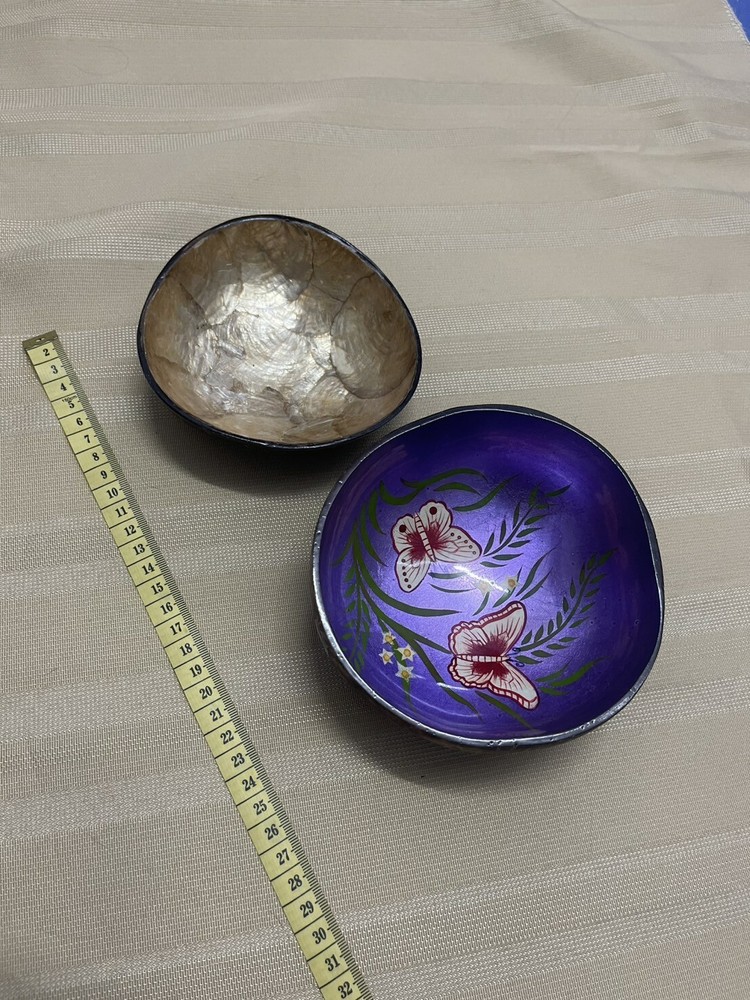 Hand Painted Coconut Shell Bowl 5.25" Diameter