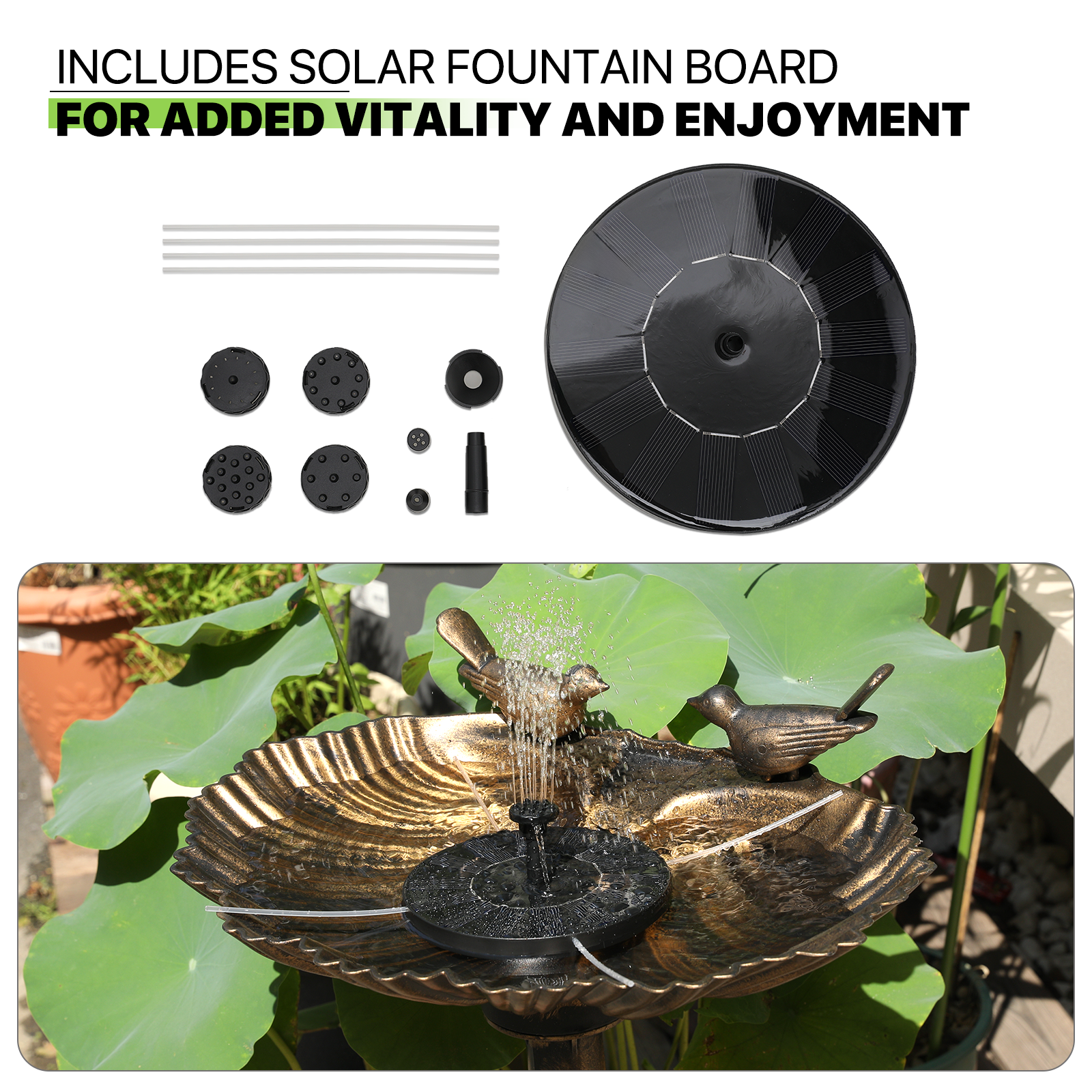 Outdoor Pedestal Solar Pumb Bird Bath Bronze Freestanding Garden Backyard D??cor