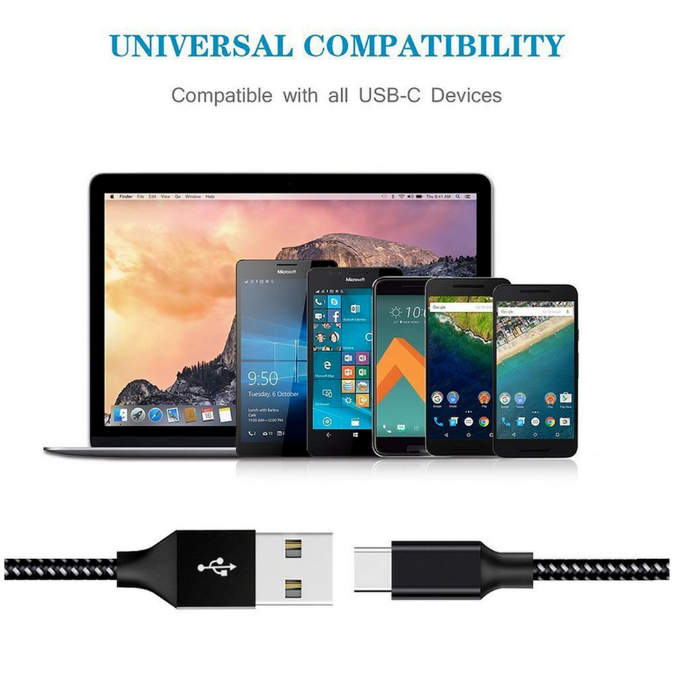 USB Fast Charger Wall Power Adapter 10Ft Long Type C Cable For Samsung Android