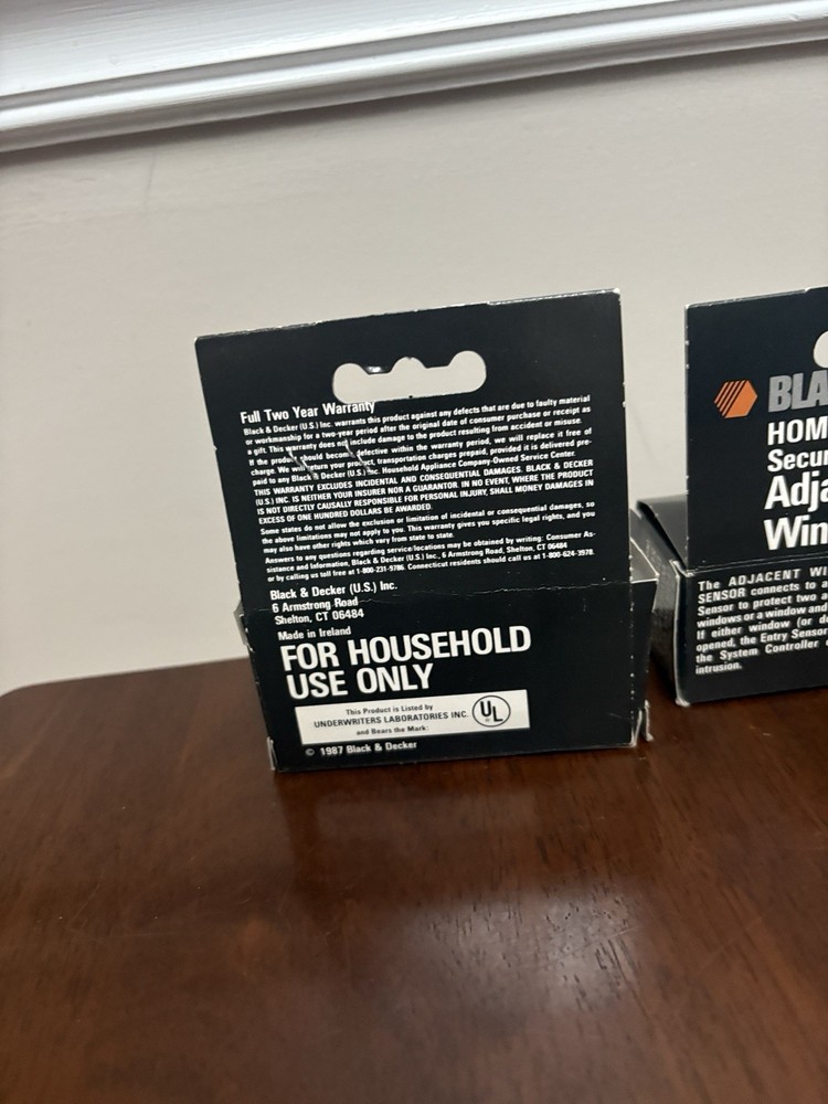 2 Black & Decker Home Protector Security System Adjacent Window Sensors 9110B