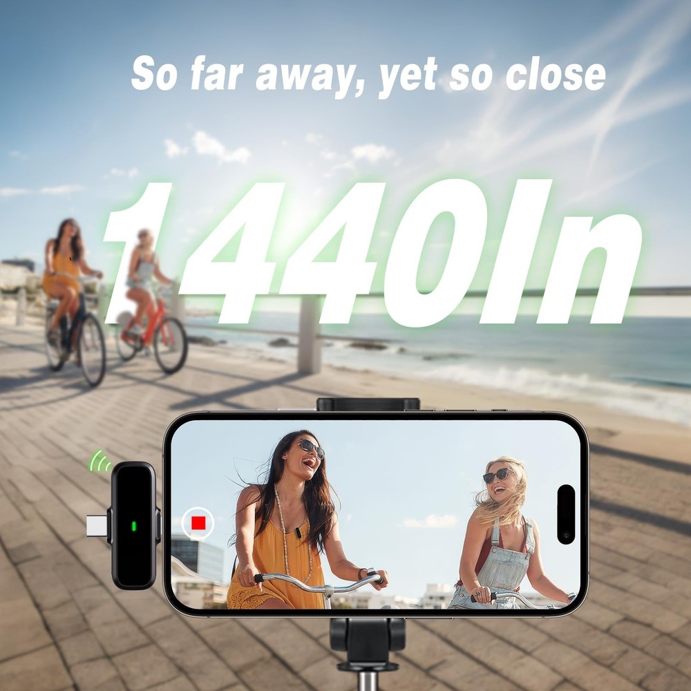 Wireless Lavalier Microphone for iPhone/Android - Dual Mini Noise Canceling M...