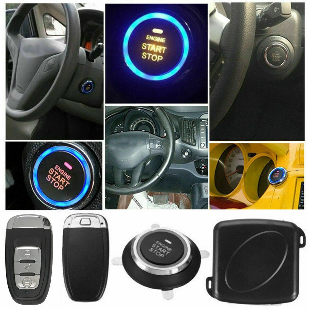 9pcs Car Keyless Entry Engine Start Alarm System Push Button Remote Starter Stop