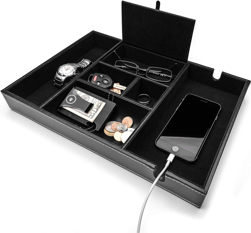 Valet Tray for Men, Nightstand Organizer, Entry Table Organizer