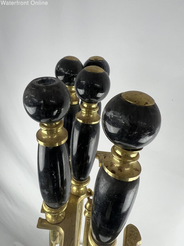 Marble Handle Brass Fireplace Tool Set Italian Style Base