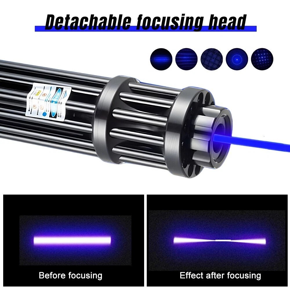 High Power Blue Burning Laser Pointer Watt Adjustable Visible Dot Torch Light