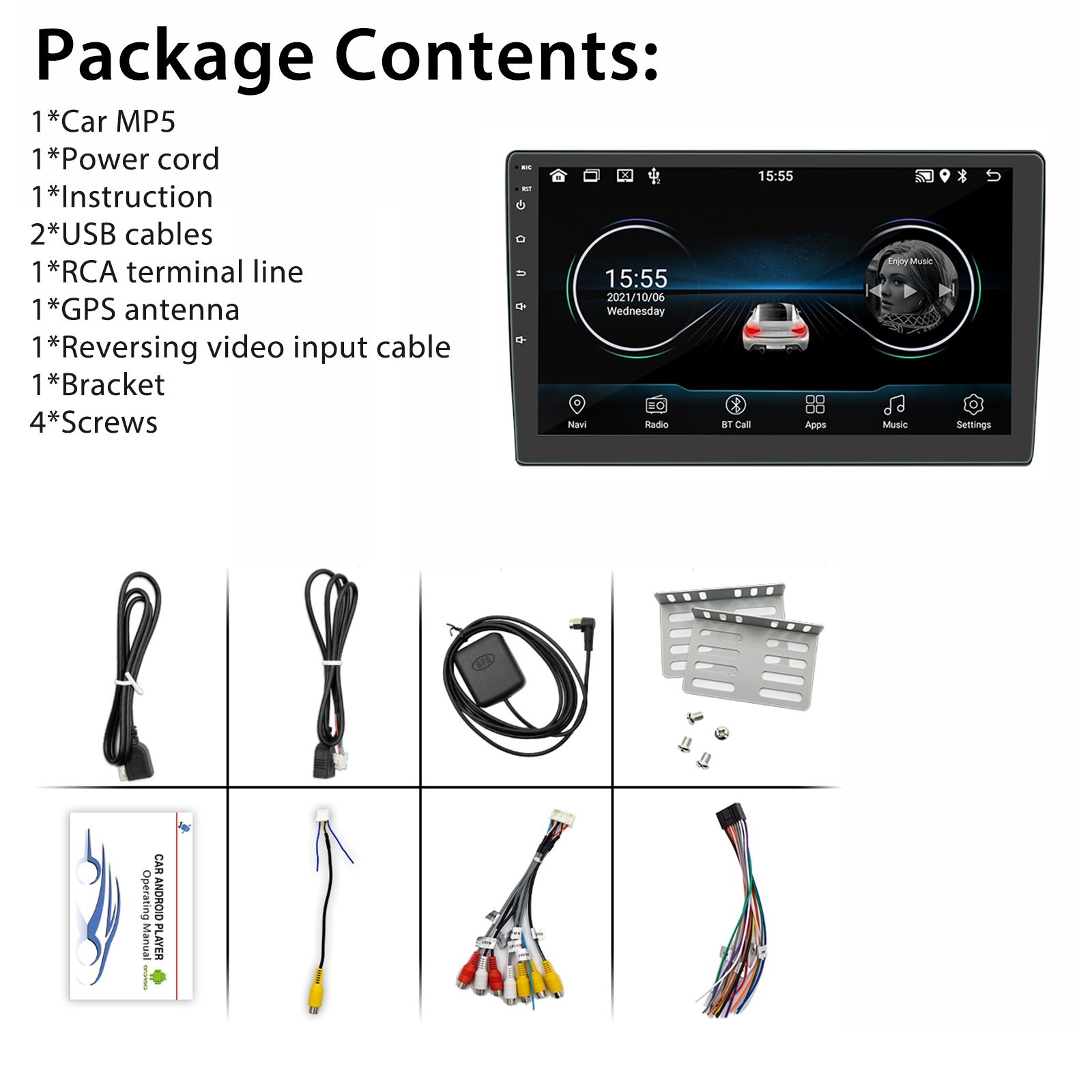 Android 16 Carplay GPS Navi WiFi 10.1" Double 2Din Touch Screen Car Stereo Radio