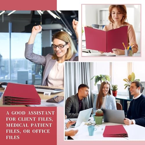 24 Pcs Classification Folders Letter Sizes Pressboard File Dark Red 2 Divider
