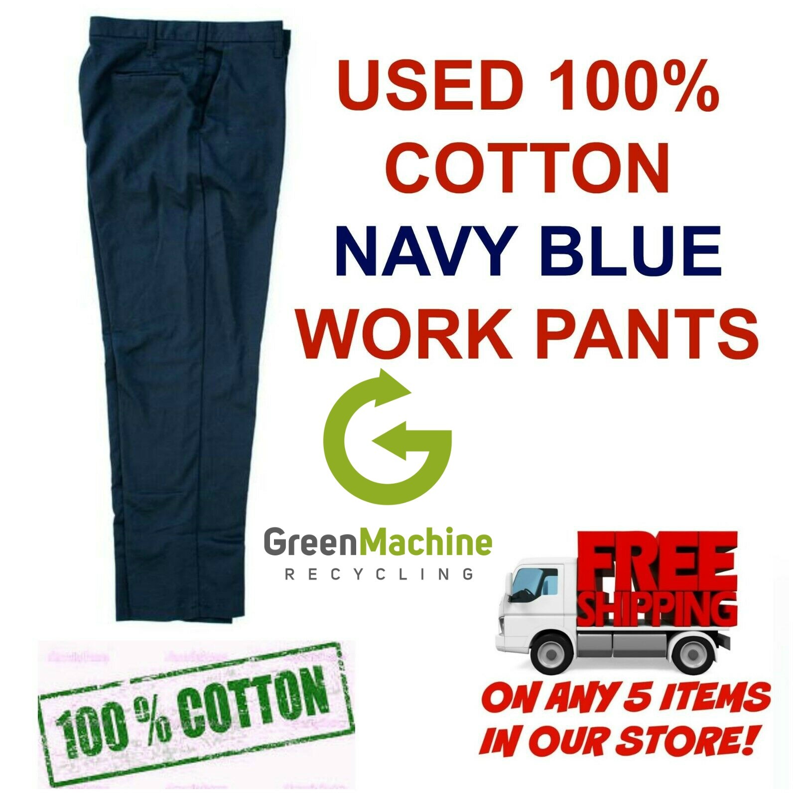 Used Uniform Work Pants 100% COTTON Cintas Redkap Unifirst G&K Dickies etc NAVY