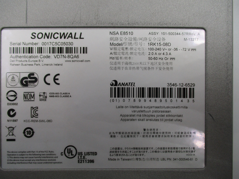 Dell SonicWall NSA E8510 Network Security Appliance Tested Working