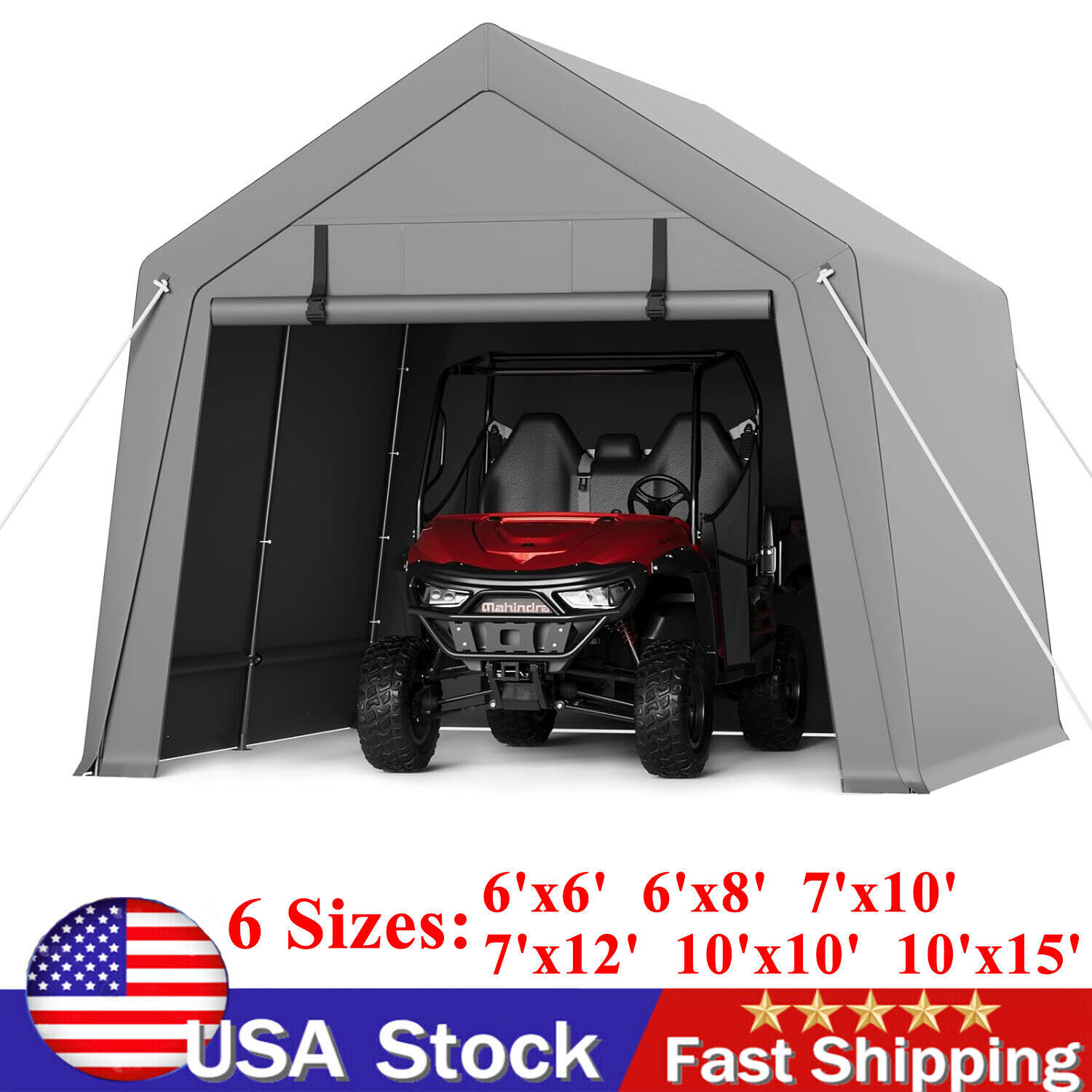 6x8/7x12/10x10/10x15 Outdoor Storage Shelter Shed Carport Canopy Garage Car Tent