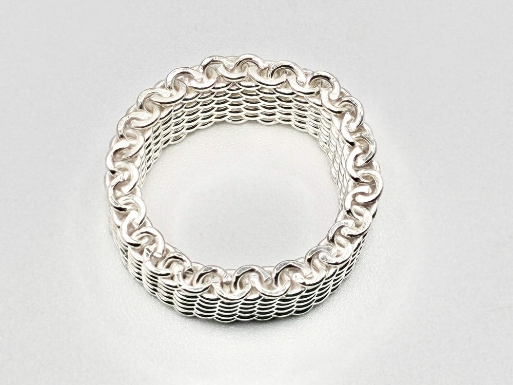 Silver Mesh Woven Ring – Size 9