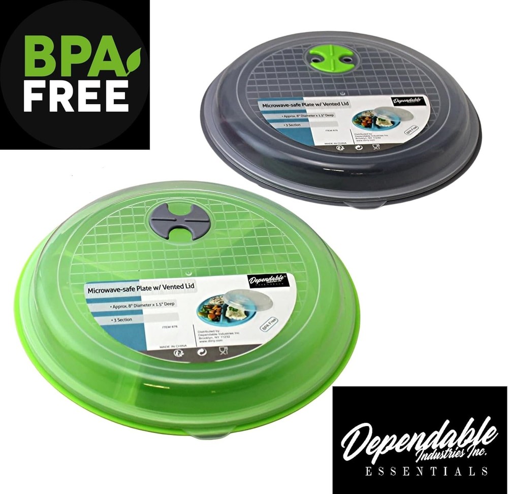 4-Pack Divided Microwave Plates with Vented Lids – BPA-Free, Stackable Meal Pr