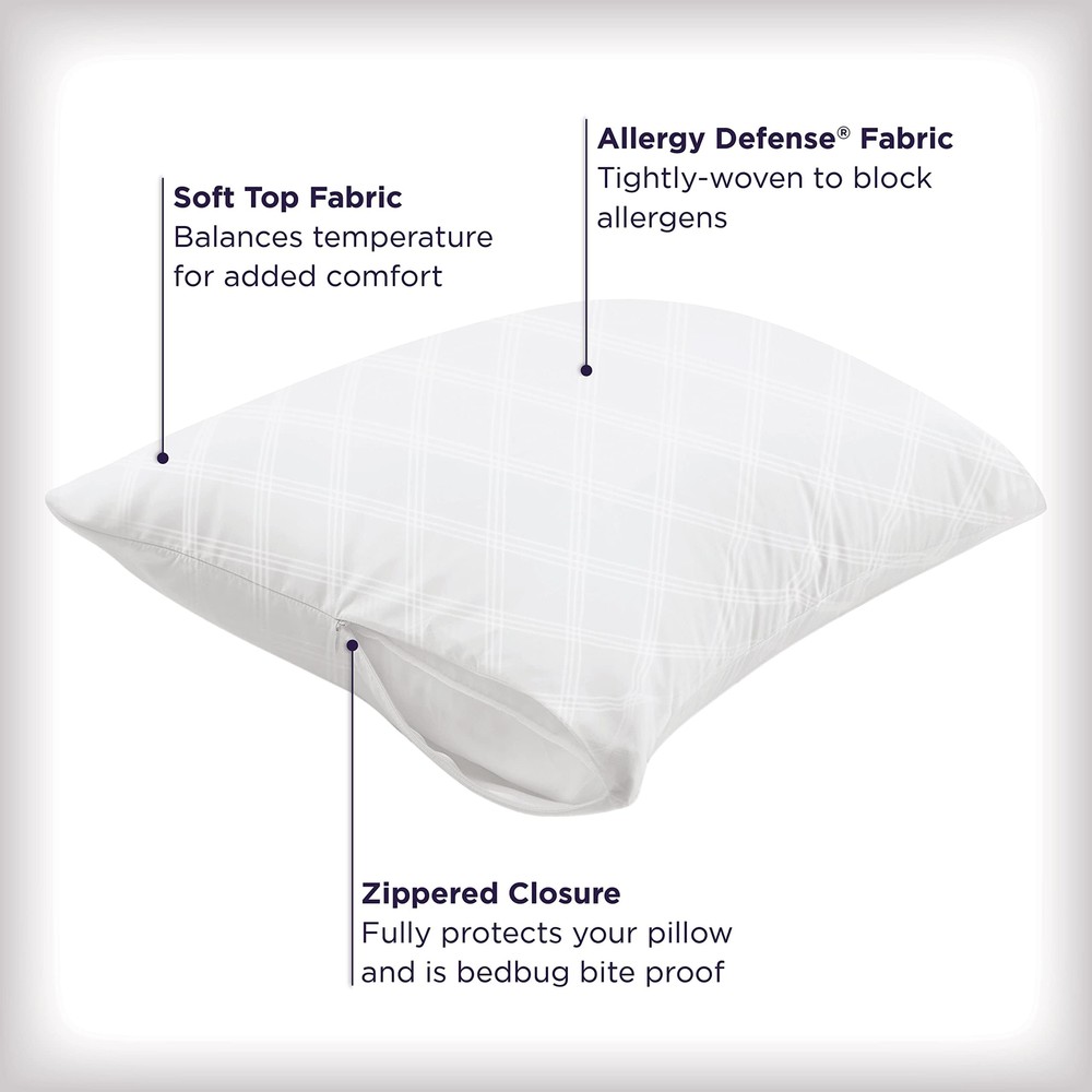 Set of 4 King AllerEase Pillow Protectors - Temperature Balancing Allergist R...