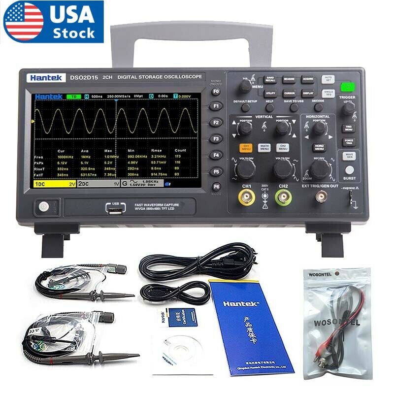 Hantek 2CH Digital Storage Oscilloscope Signal Generator 100Mhz/150Mhz 1GS/s Sam