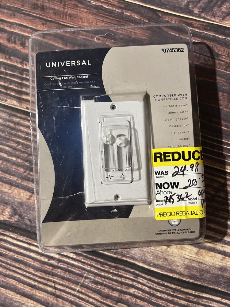 Harbor Breeze Universal Ceiling Fan & Light Wall Control 0745362 White