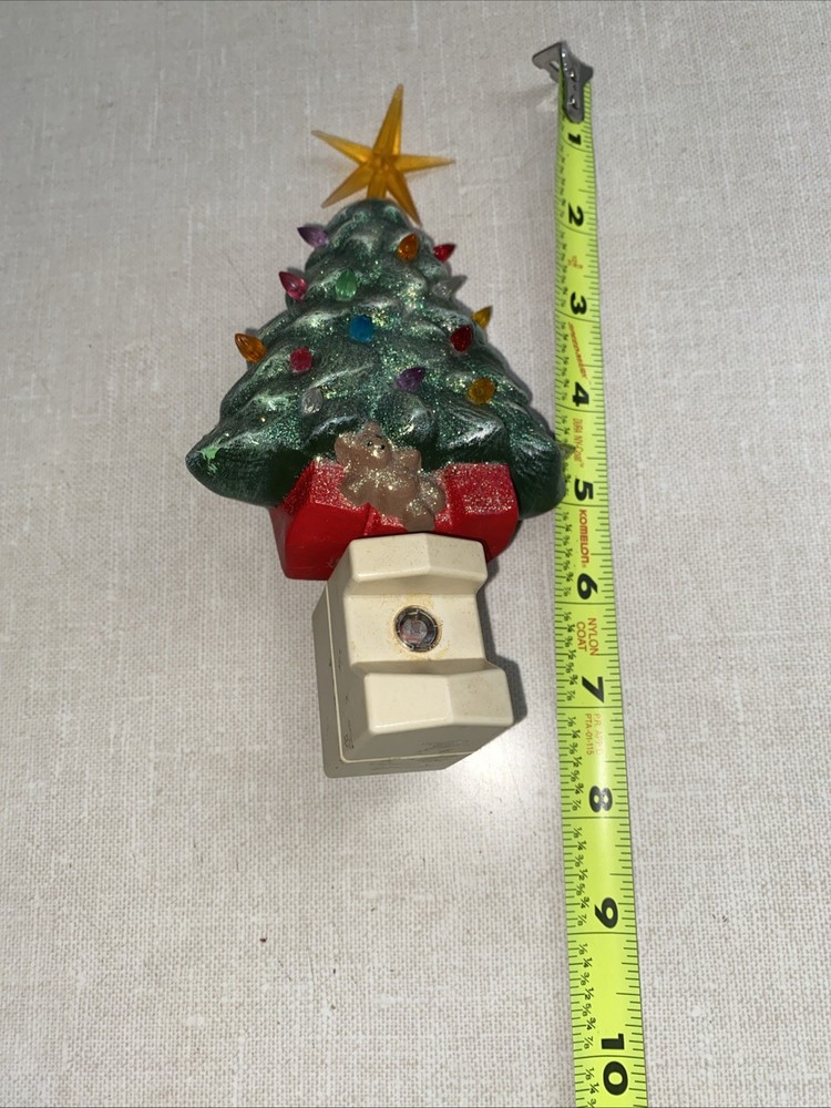 VTG Ceramic Christmas Tree Nightlight Plug In *READ Bulb Base Stuck