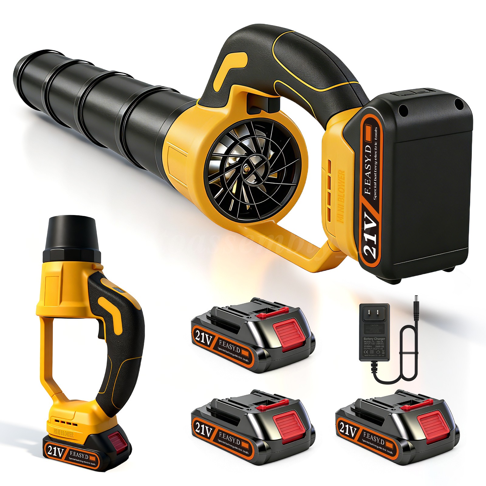 Cordless Leaf Blower 680CFM/280MPH & 2 Speed Levels Electric w/3 Batteries 6.0Ah