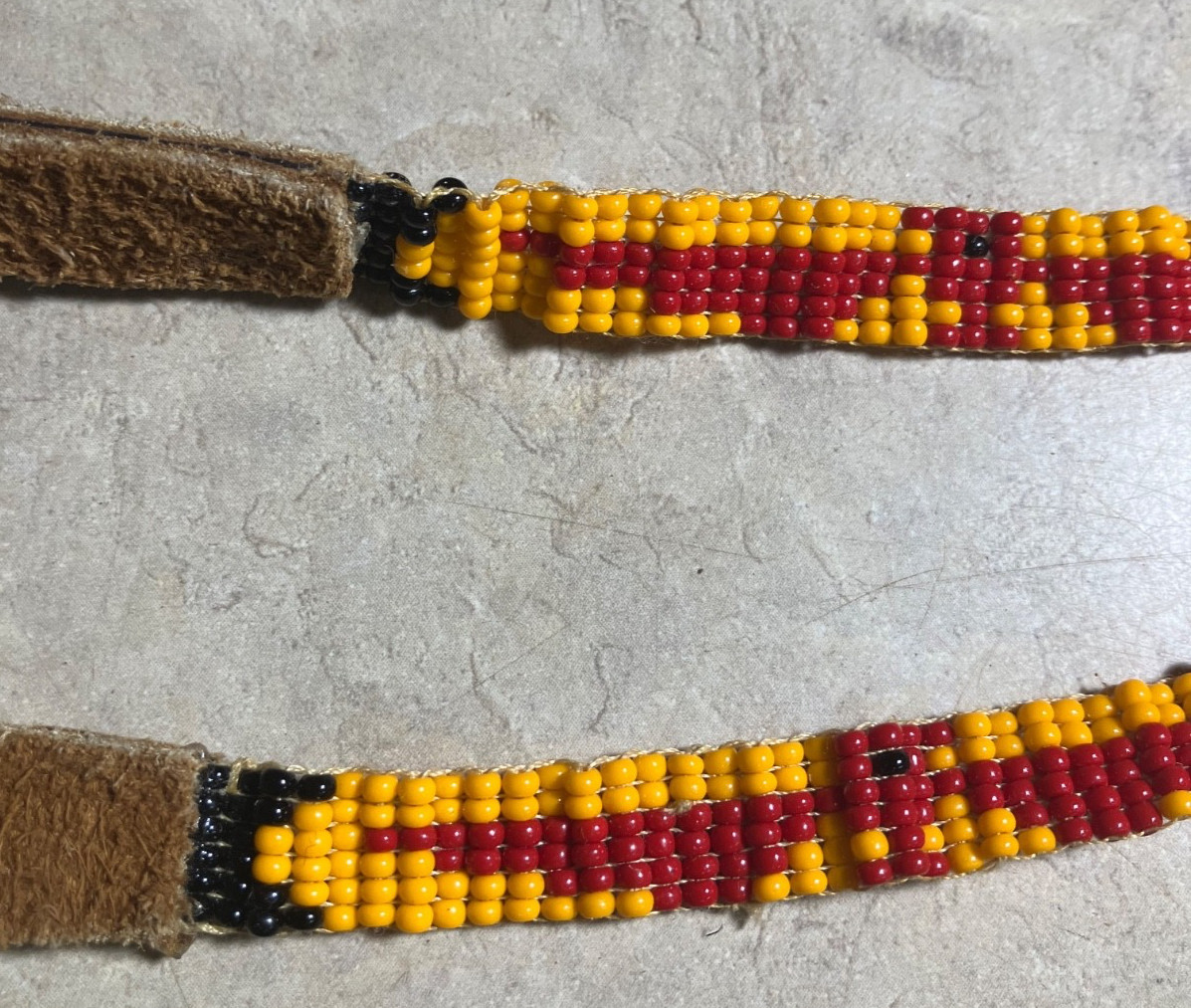 Antique beaded Native American hat band/head band-Thunderbirds-Navajo??