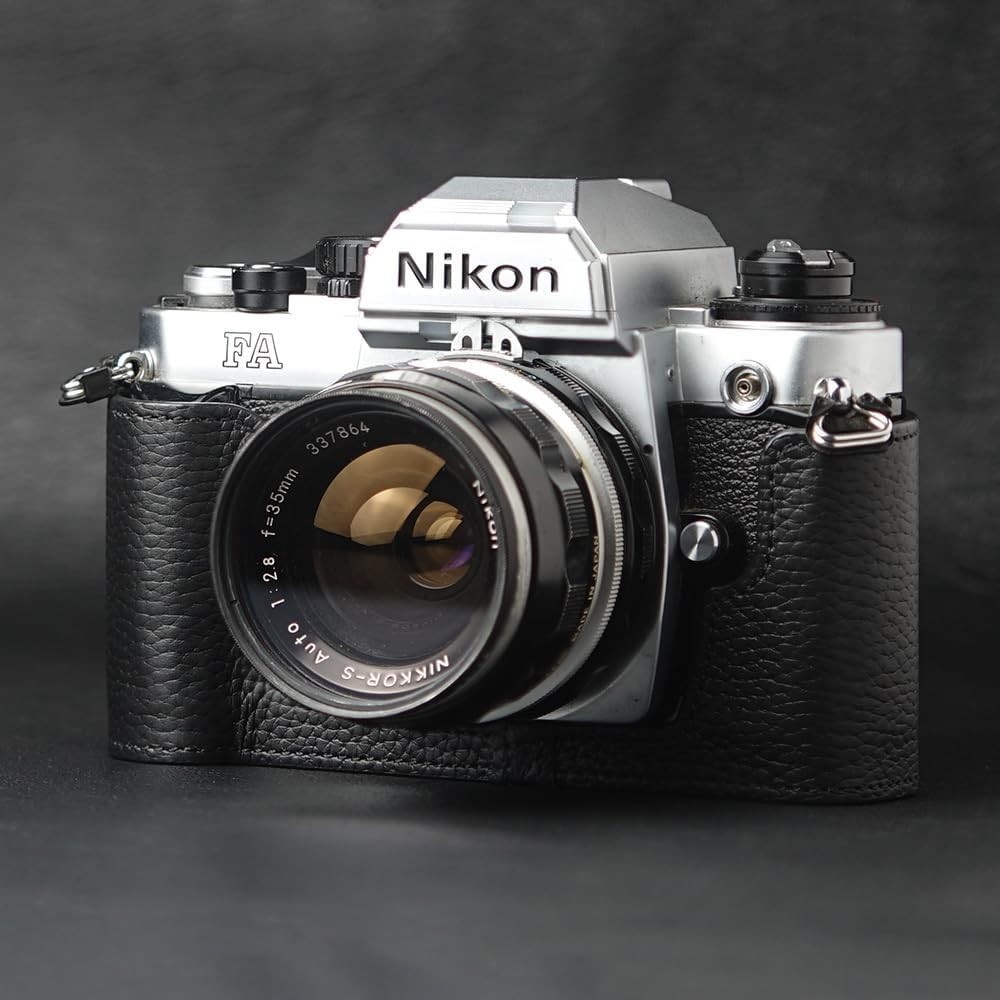 FA Case Handmade Genuine Leather Half Camera Protective Case for Nikon FA, Black