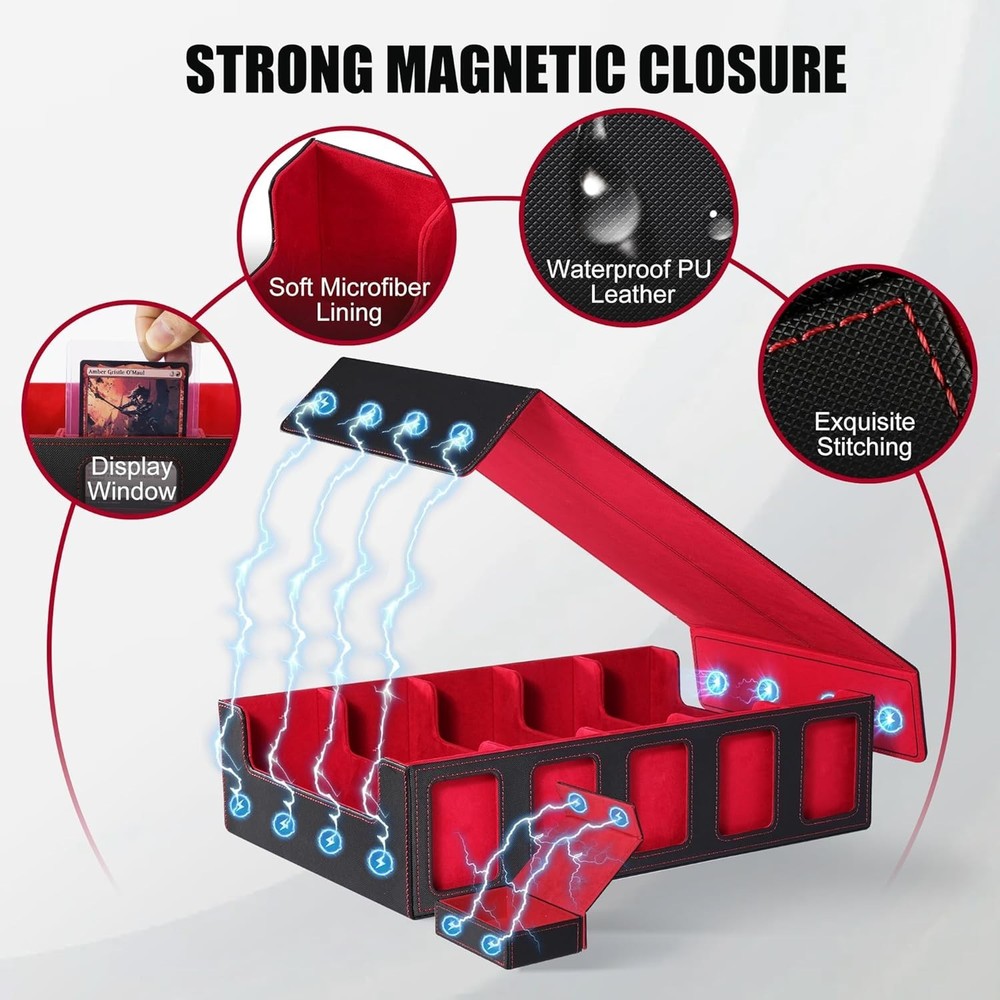 Trading Card Storage Box with Commander Display , 5-Row Deck Case with Remova...