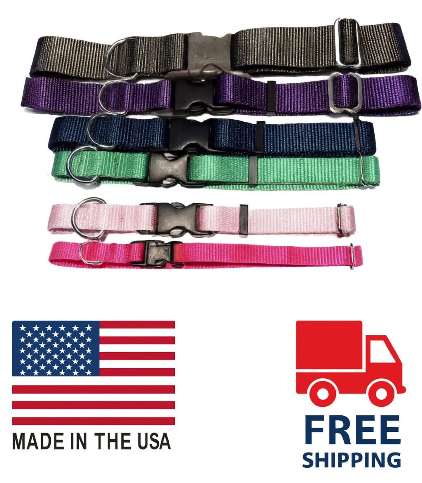 Nylon Dog Collars - Various colors and sizes available!!! Made in USA