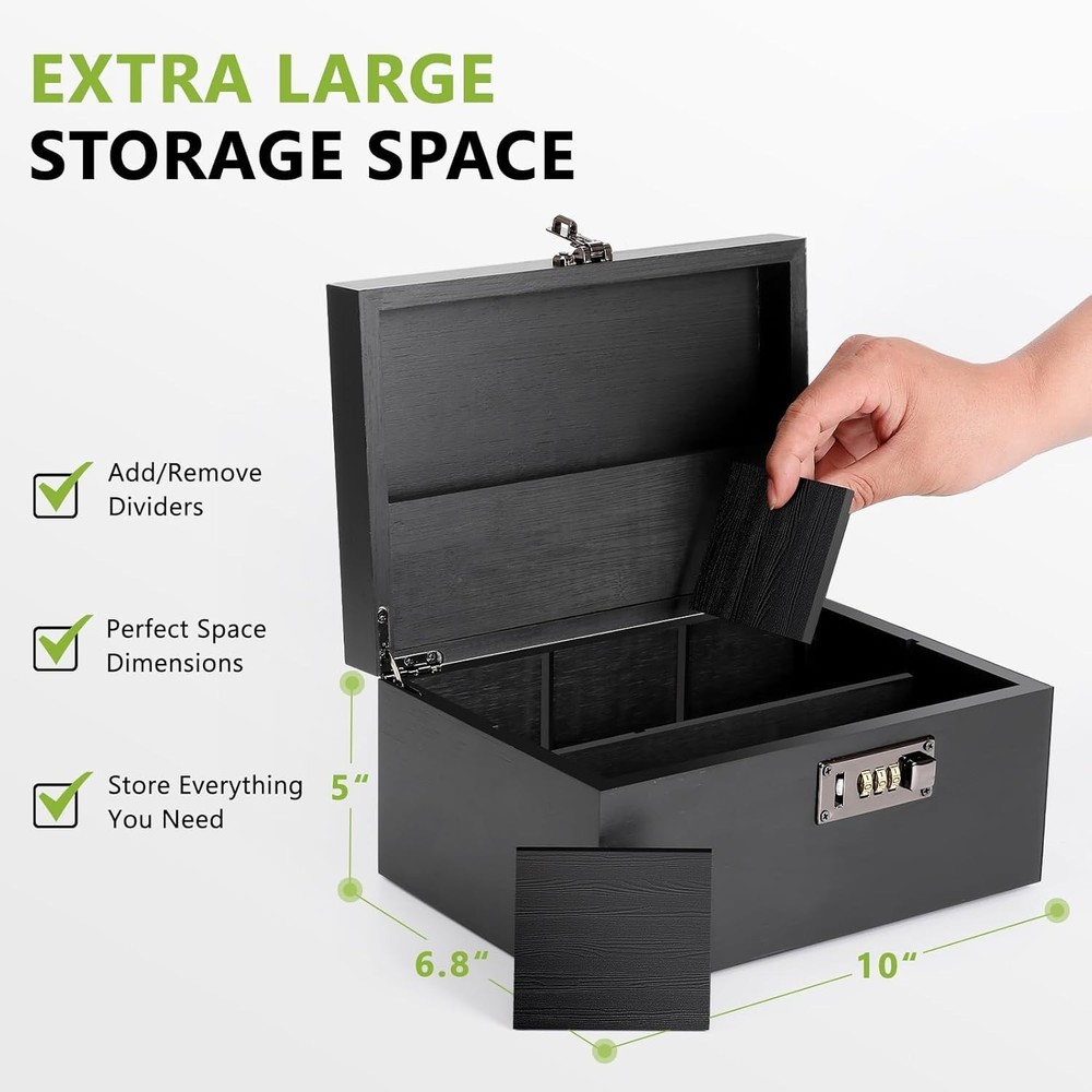 Elegant Lockable Bamboo Storage Box with Customizable Tray