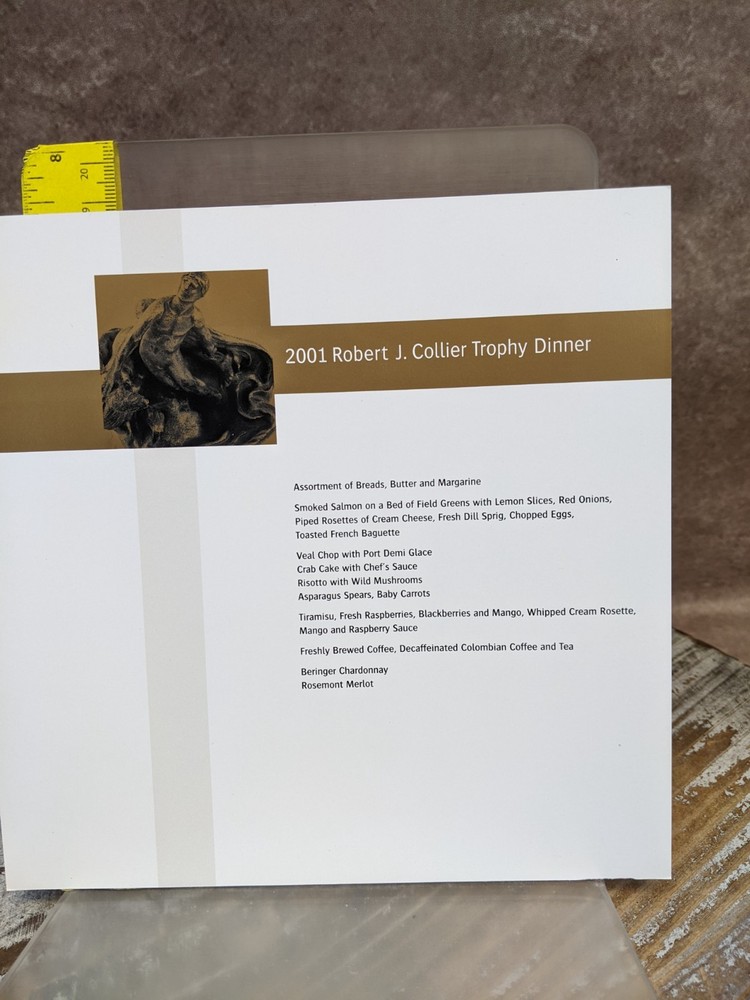 2001 Robert J. Collier Trophey Dinner Program w/ Menu & Unplayed CD F-35 JSF