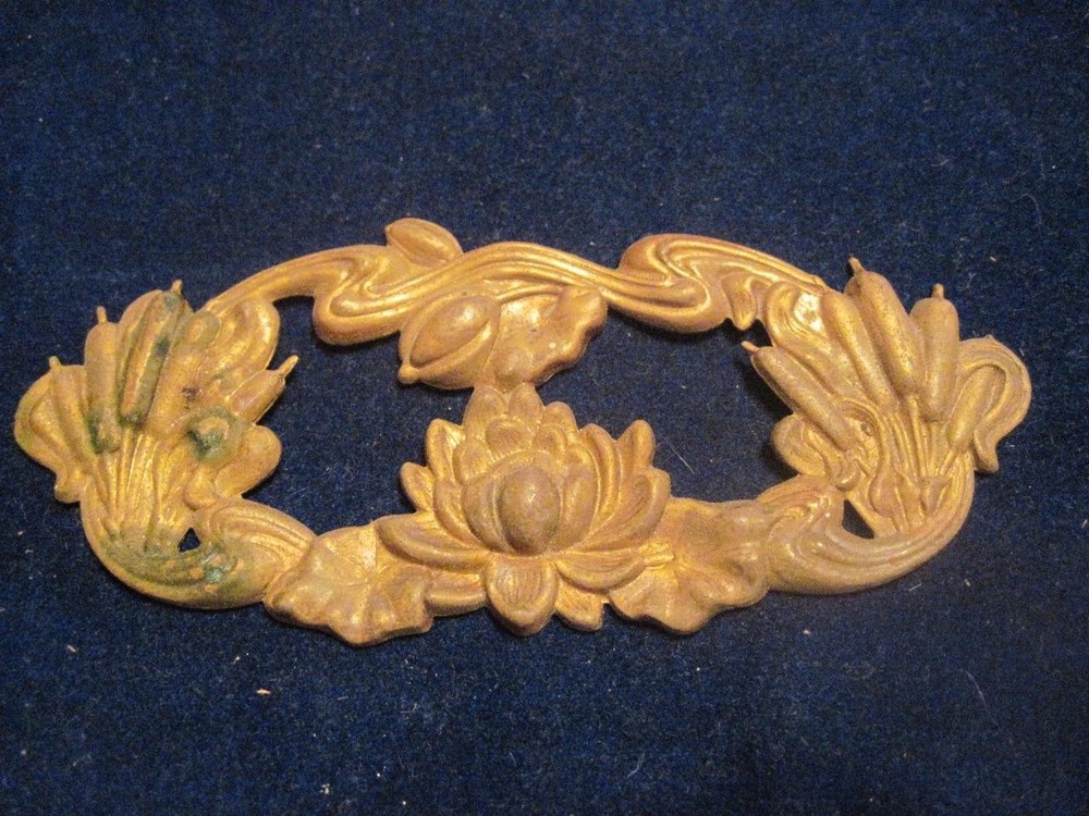Victorian ** Extra Large Lotus & Cattails Buckle **  Brass Finding Stamping  5"