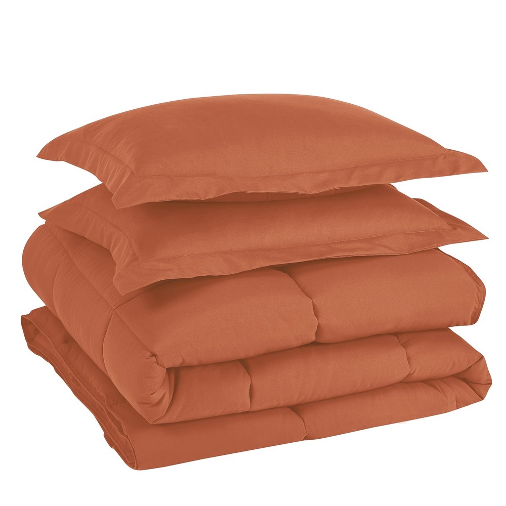 Rust Orange Down Alternative Comforter Oversized King - 3-Piece Lightweight Comf