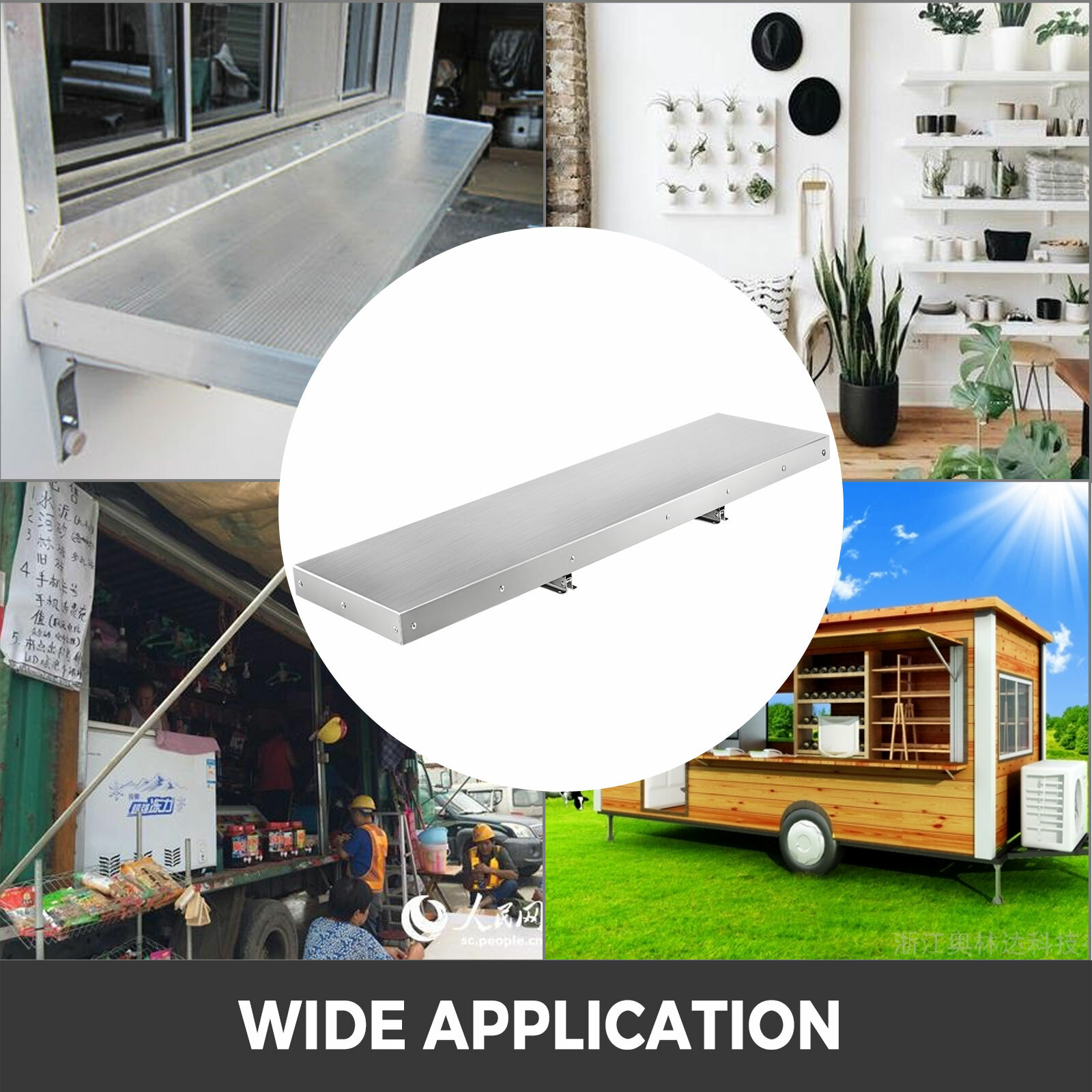 4FT Shelf for Concession Window Food Truck Accessories Business Aluminum Alloy