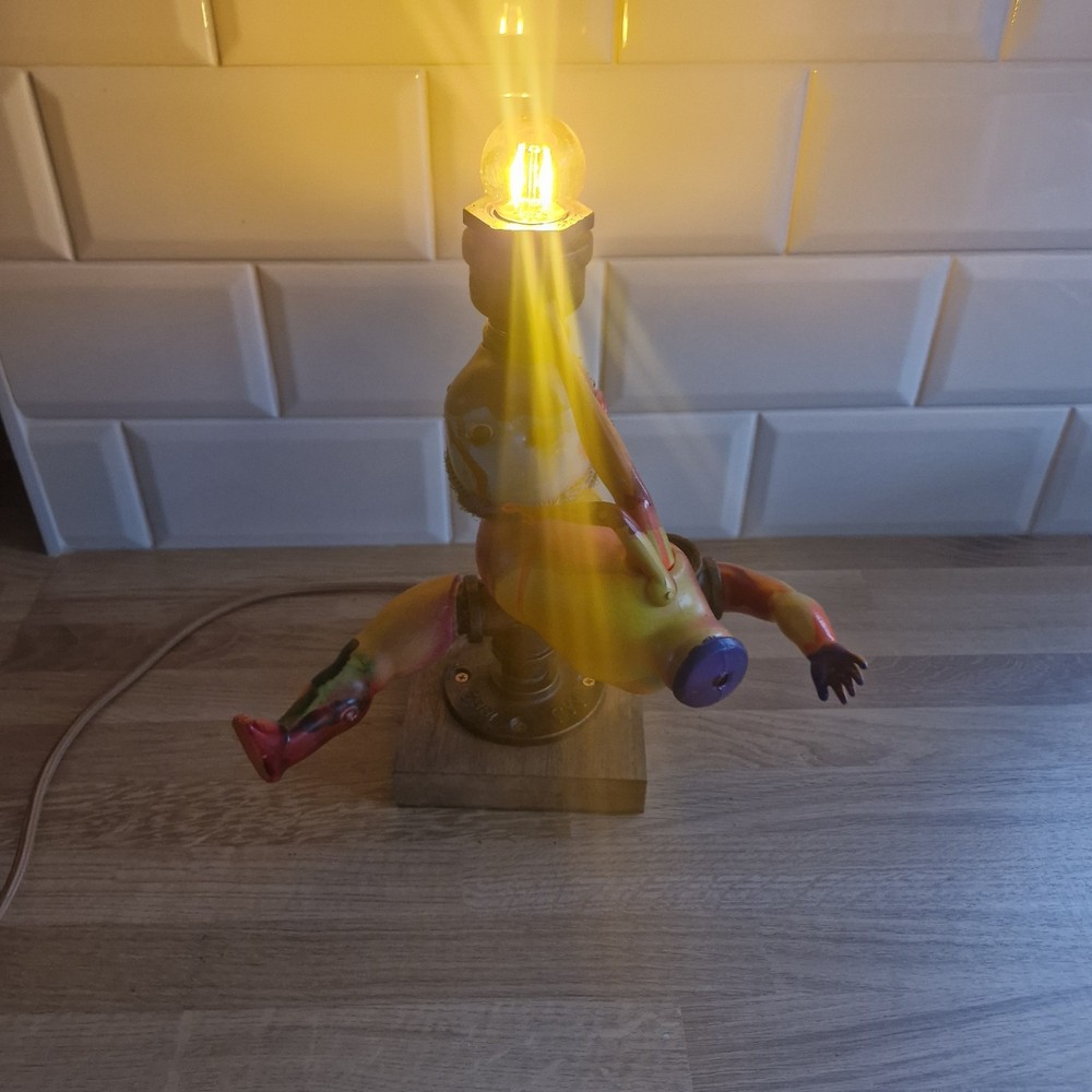 Steampunk Creepy Painted Doll Table Lamp