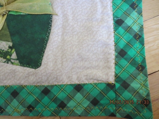 MACHINE "CRAZY QUILTED" ST. PATRICK HEARTS-18" X 14"-#SP1-13