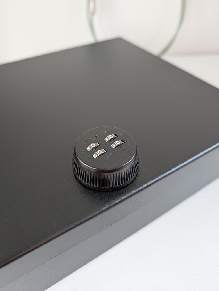 Small Portable Safe Box w/ Combination Lock & Steel Security Cable.