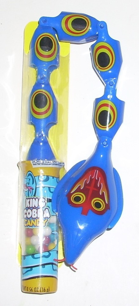 New! King Cobra Candy Segmented Plastic Winding Snake Toy Blue