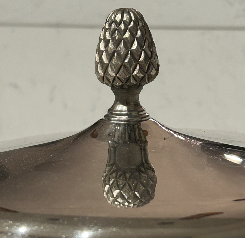 Vintage Silver Plated 2 Quart Covered Casserole with Pyrex Liner Insert